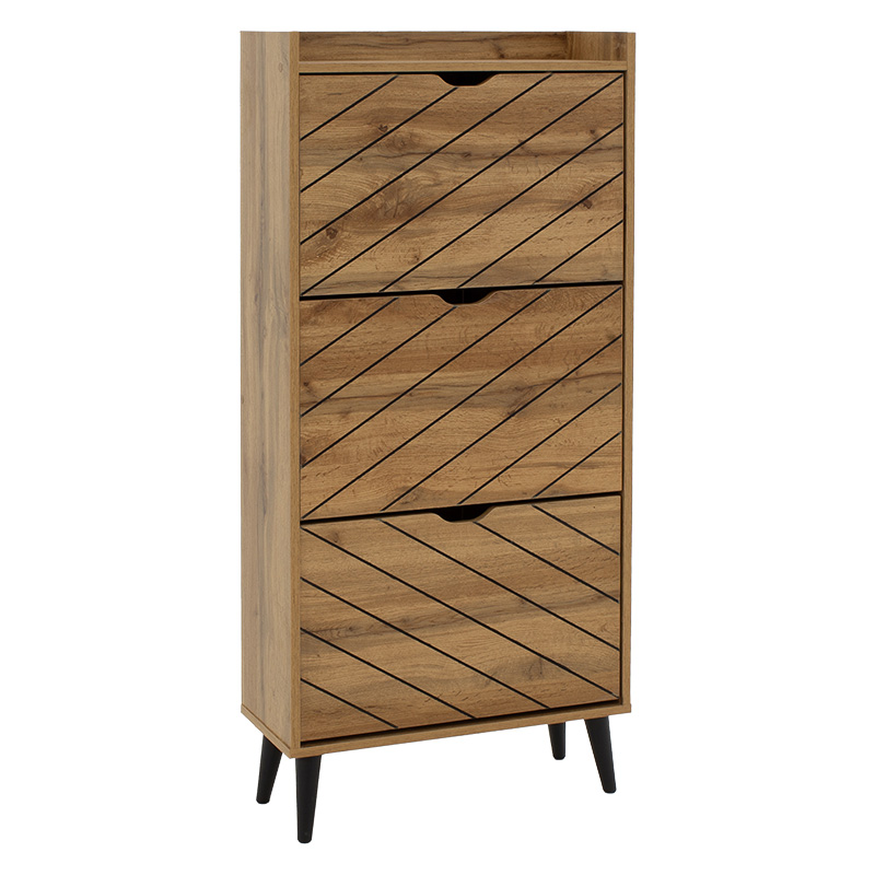 Παπουτσοθήκη Thelma pakoworld 12 ζεύγων oak 60x23.8x131.6εκ 2