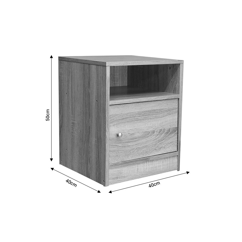 Κομοδίνο Foly pakoworld με ένα ντουλάπι καρυδί 40x40x50εκ 5