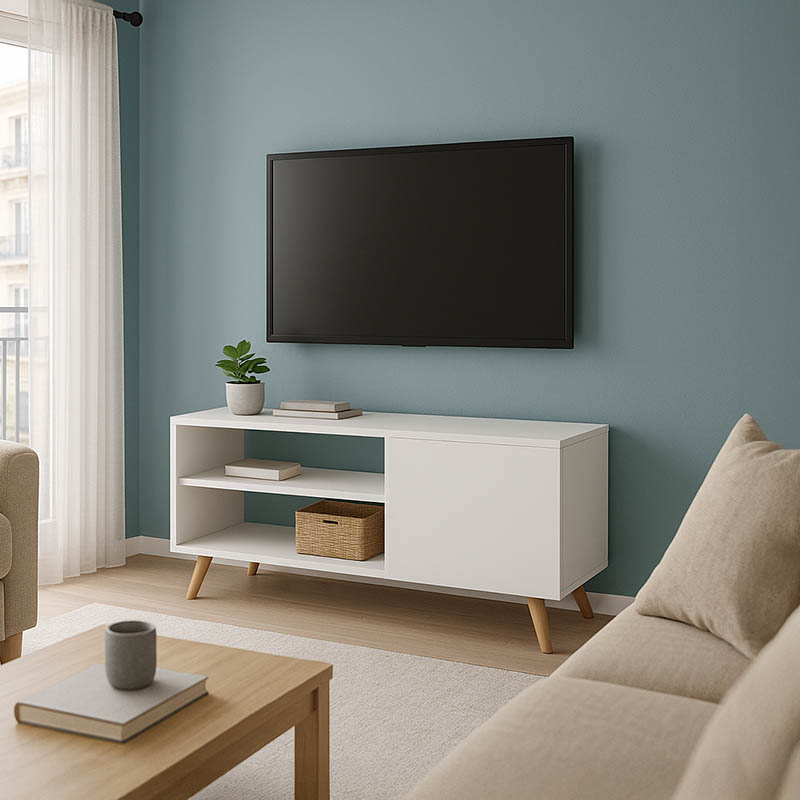 Έπιπλο τηλεόρασης Orianne pakoworld μελαμίνης λευκό-φυσικό 90x32x46εκ 1