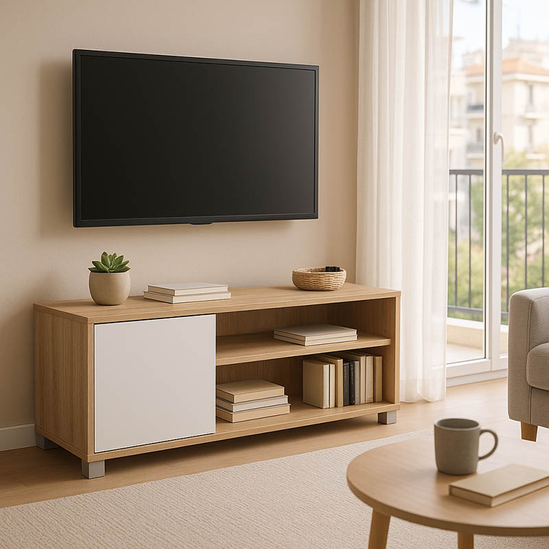 Έπιπλο τηλεόρασης Ellon pakoworld μελαμίνης sonoma-λευκό 120x40x41εκ. 1