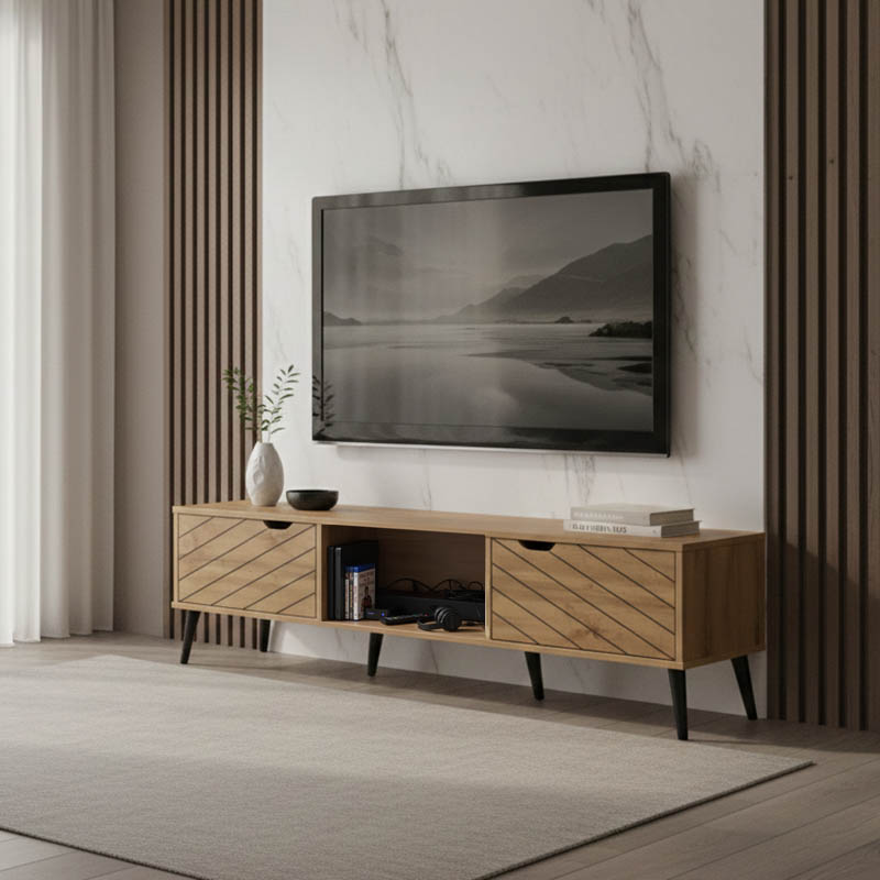 Έπιπλο τηλεόρασης Thelma pakoworld oak μελαμίνης 150x40x41.6εκ 1
