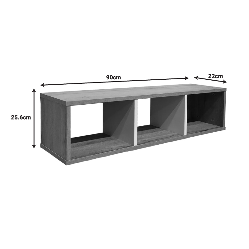 Ραφιέρα τοίχου Flevior pakoworld σε sonoma με λευκή απόχρωση 90x22x25.6εκ 4