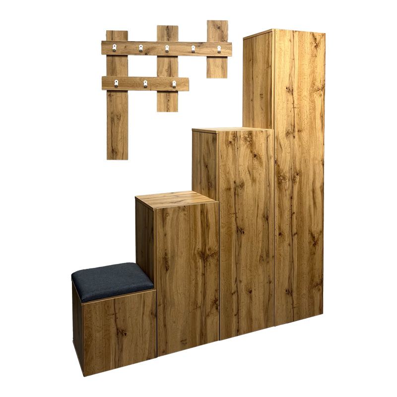 Έπιπλο εισόδου Nenich pakoworld σε oak απόχρωση 150x37x180εκ 2