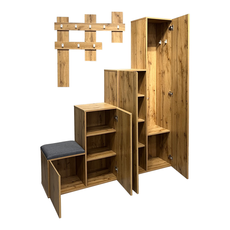 Έπιπλο εισόδου Nenich pakoworld σε oak απόχρωση 150x37x180εκ 4