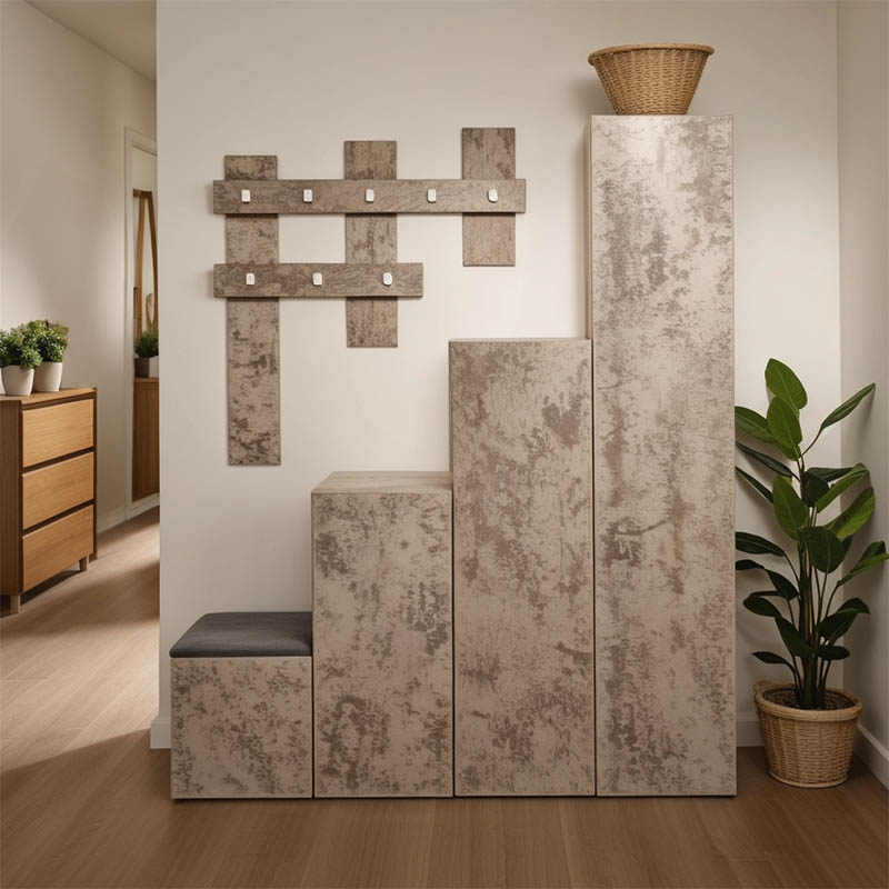 Έπιπλο εισόδου Nenich pakoworld σε γκρι oak απόχρωση 150x37x180εκ 1