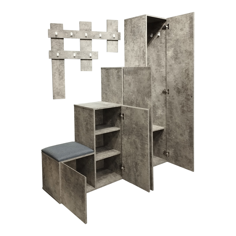 Έπιπλο εισόδου Nenich pakoworld σε γκρι oak απόχρωση 150x37x180εκ 4