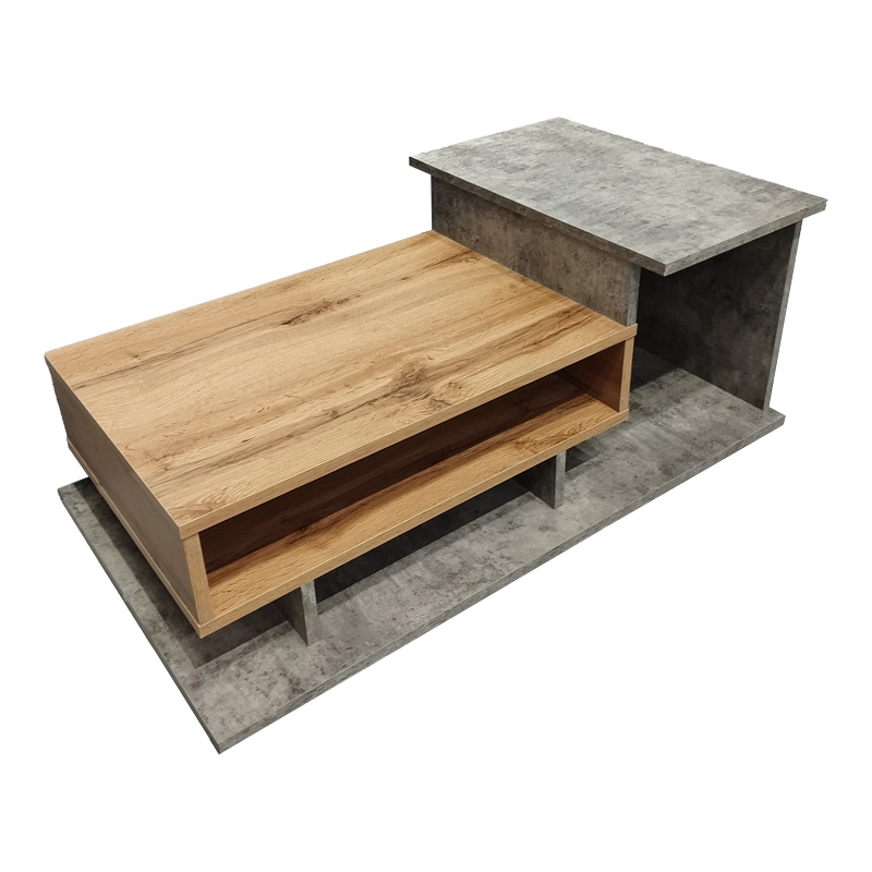 Τραπέζι σαλονιού Nuvele pakoworld σε γκρι antique-sonoma απόχρωση 90x50x35εκ 4