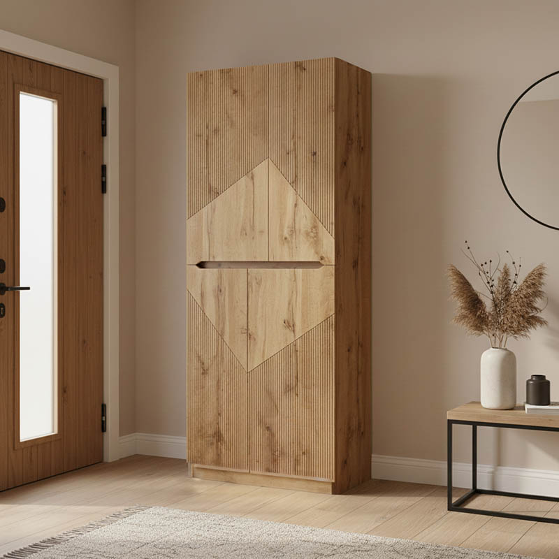 Παπουτσοθήκη-ντουλάπι Kebell pakoworld σε oak απόχρωση 71x41.5x180.4εκ 1