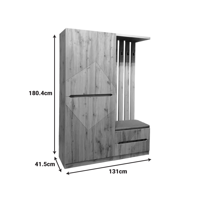 Έπιπλο εισόδου Zomie pakoworld σε oak απόχρωση 131x41.5x180.4εκ 5