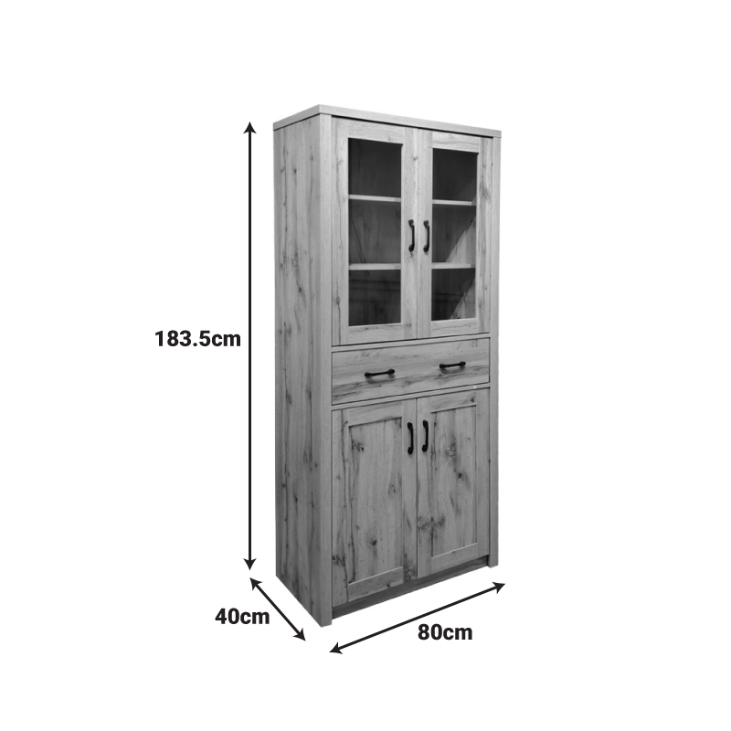 Βιτρίνα-ντουλάπα Nisso pakoworld σε oak απόχρωση 80x40x183.5εκ 5