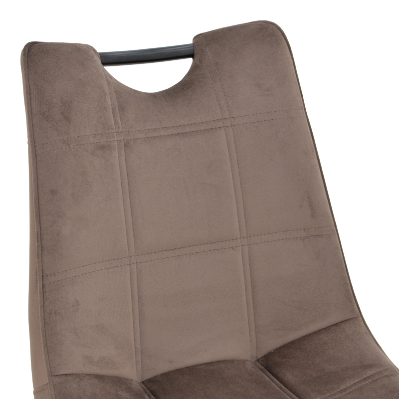 Καρέκλα Nely pakoworld βελούδο σε καφέ απόχρωση με μαύρο πόδι 46x61x86εκ 6