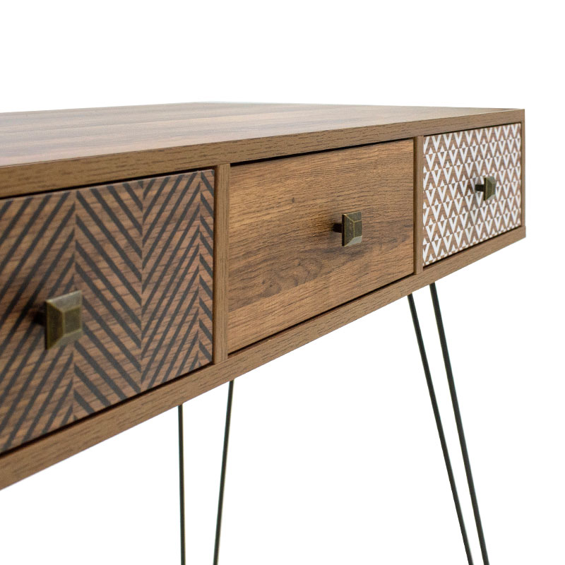 Κονσόλα Boho pakoworld καρυδί με μεταλλικά πόδια 100x50,5x74,5εκ 6