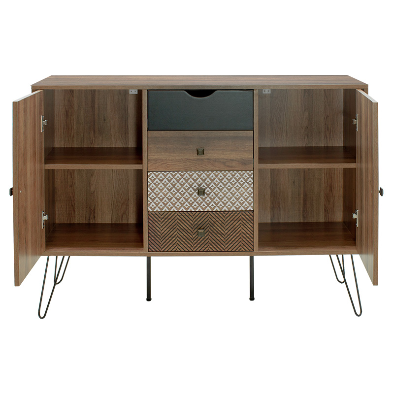 Μπουφές Boho pakoworld με τέσσερα συρτάρια καρυδί μεταλλικά πόδια 122x39,5x86εκ 5