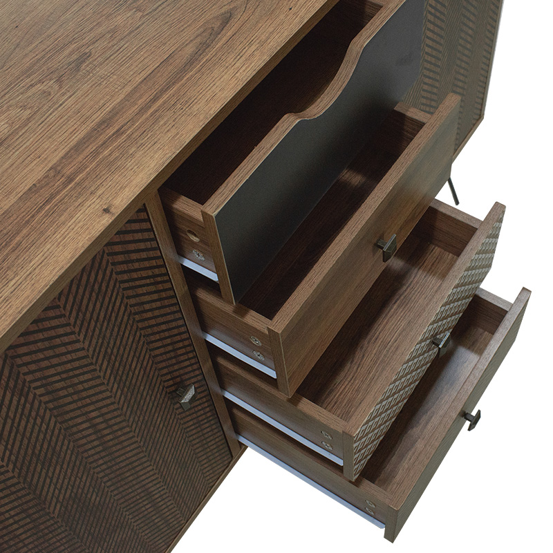 Μπουφές Boho pakoworld με τέσσερα συρτάρια καρυδί μεταλλικά πόδια 122x39,5x86εκ 7