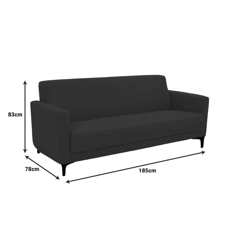 Καναπές τριθέσιος Sidica pakoworld PU σε μαύρη απόχρωση 185x78x83εκ 7