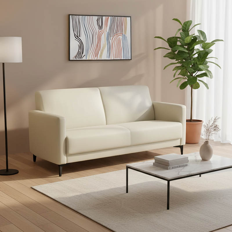 Καναπές διθέσιος Sidica I pakoworld PU σε μπεζ απόχρωση 135x82x81εκ 1