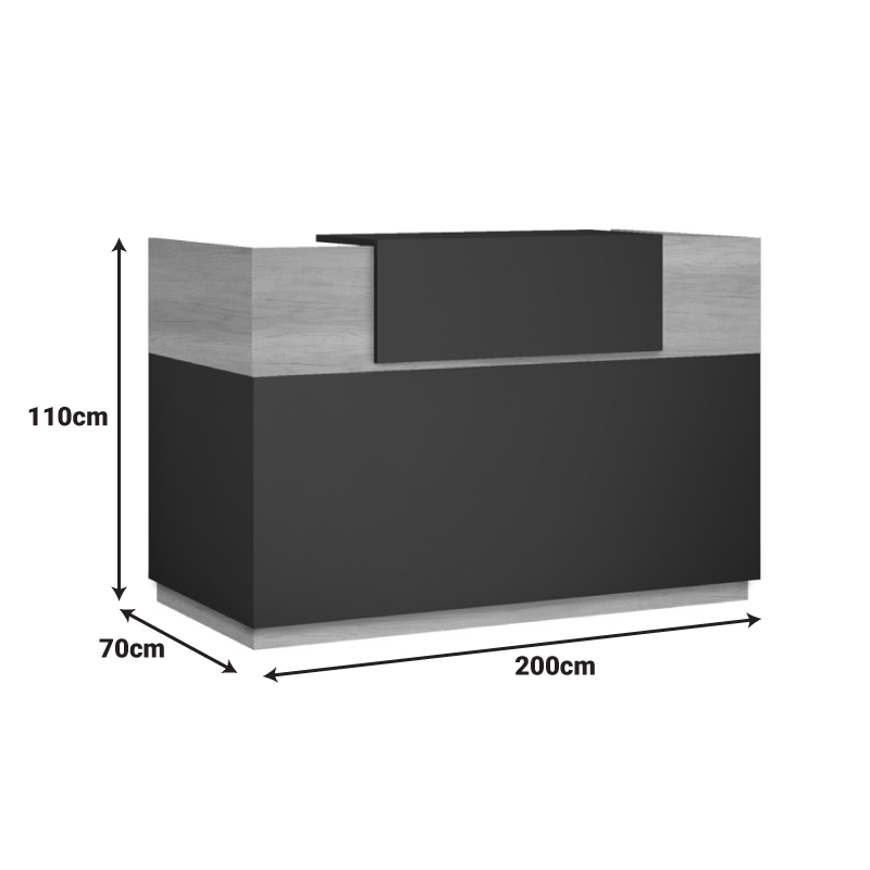 Γραφείο reception Lotus pakoworld σε χρώμα φυσικό - ανθρακί 200x70x110εκ 4