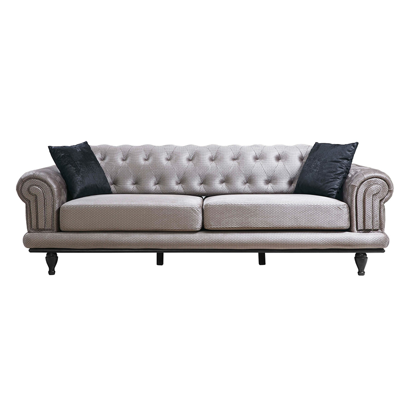 Καναπές 3θέσιος PWF-0522 pakoworld ύφασμα γκρι-μαύρο 230x95x78εκ 1