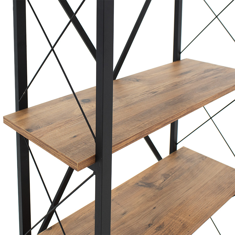 Βιβλιοθήκη Wook pakoworld καρυδί-μαύρο 90x34x180εκ 3