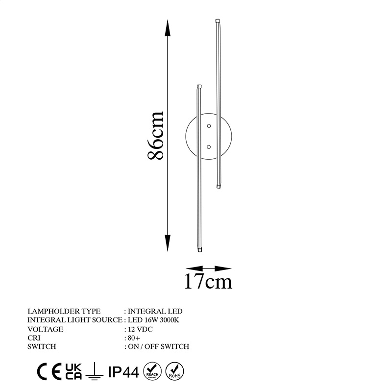 Φωτιστικό τοίχου-απλίκα Expedition pakoworld LED 16W χρυσό 17x5x86εκ 5