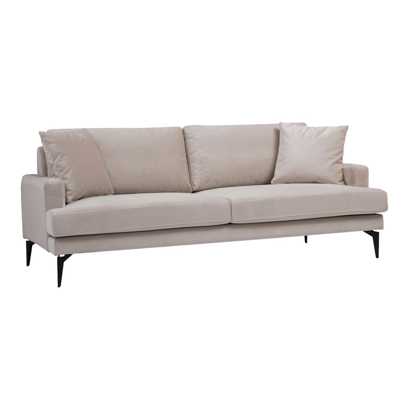 Καναπές 2θέσιος Fortune pakoworld βελούδο μπεζ-μαύρο 175x90x88εκ 1