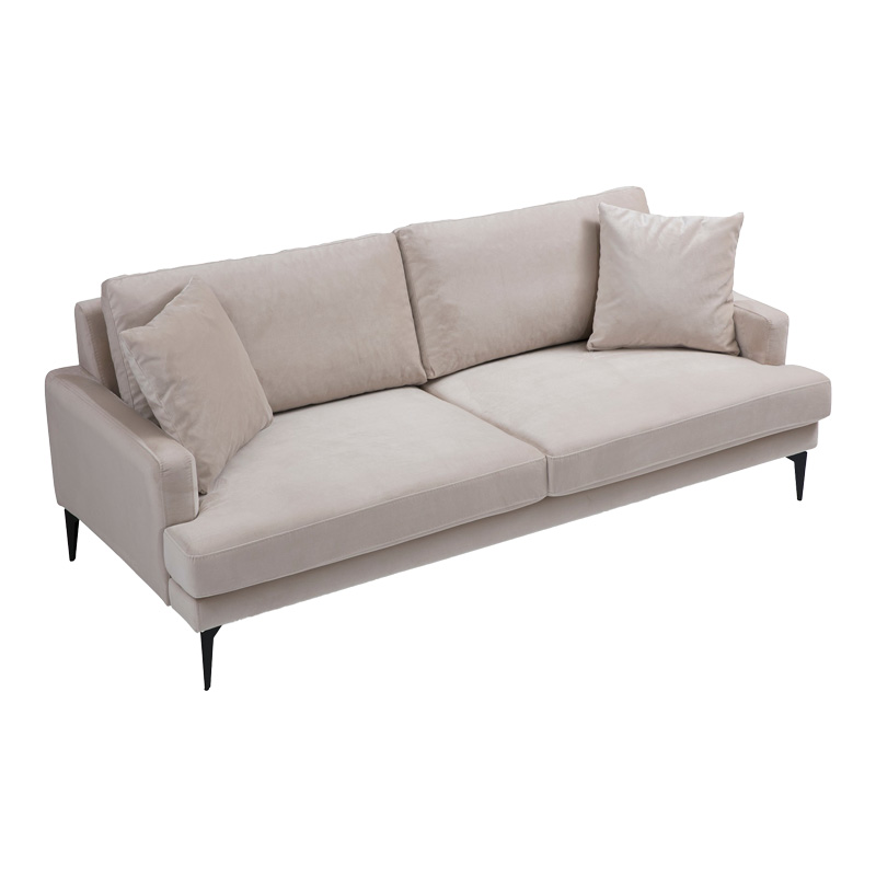 Καναπές 2θέσιος Fortune pakoworld βελούδο μπεζ-μαύρο 175x90x88εκ 3