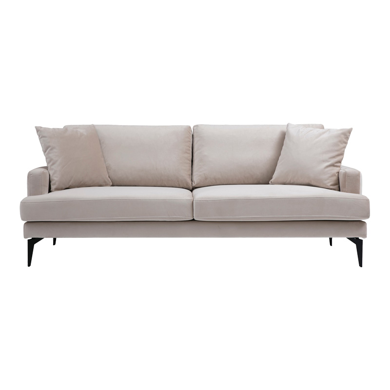 Καναπές 2θέσιος Fortune pakoworld βελούδο μπεζ-μαύρο 175x90x88εκ 4