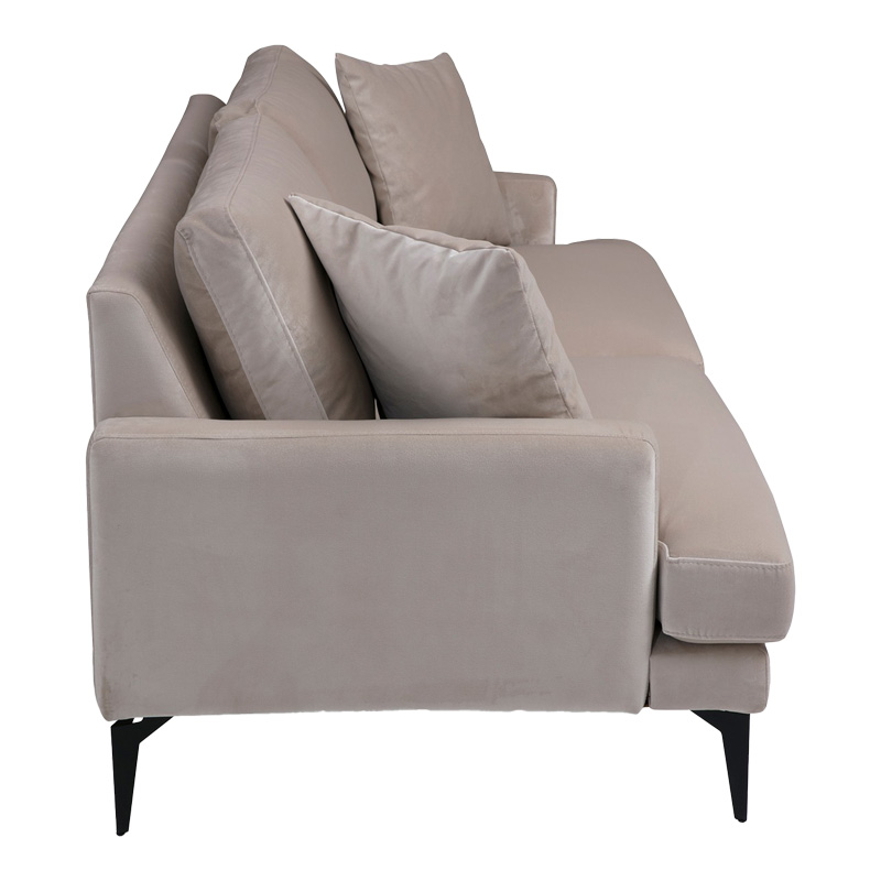 Καναπές 2θέσιος Fortune pakoworld βελούδο μπεζ-μαύρο 175x90x88εκ 5