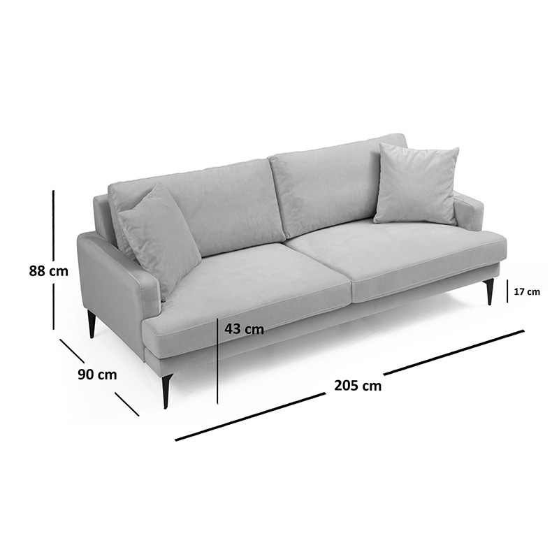 Καναπές 2θέσιος Fortune pakoworld βελούδο μπεζ-μαύρο 175x90x88εκ 7