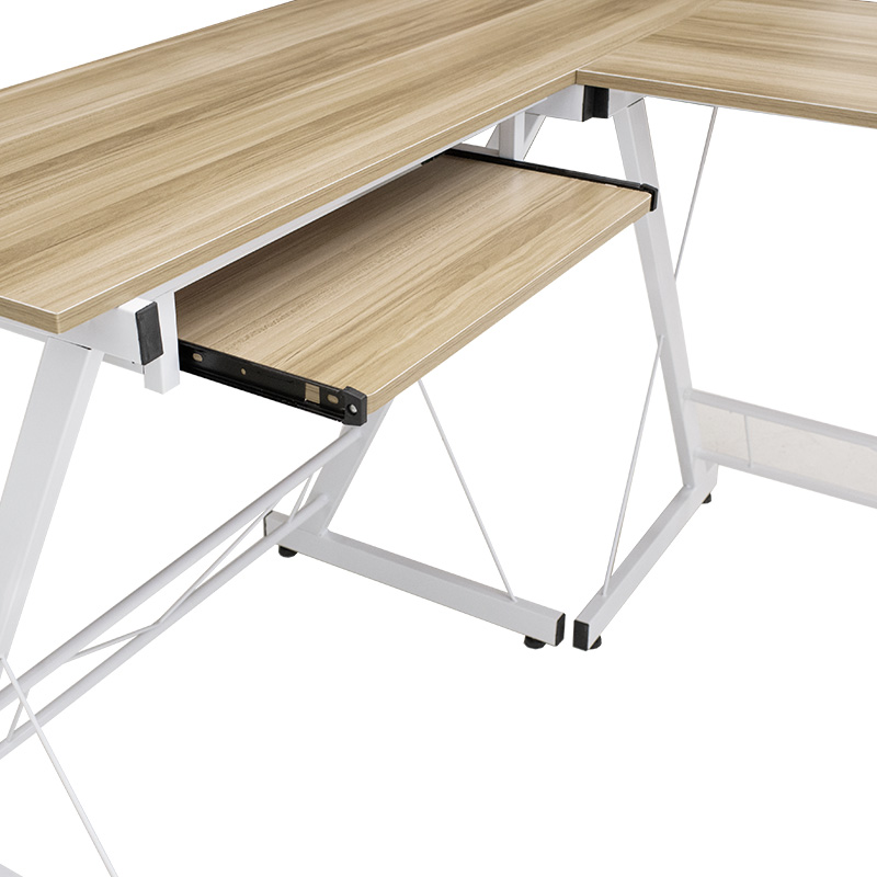 Γραφείο γωνιακό αναστρέψιμο Levi pakoworld-MDF χρώμα oak-λευκό 158x120x73εκ 5