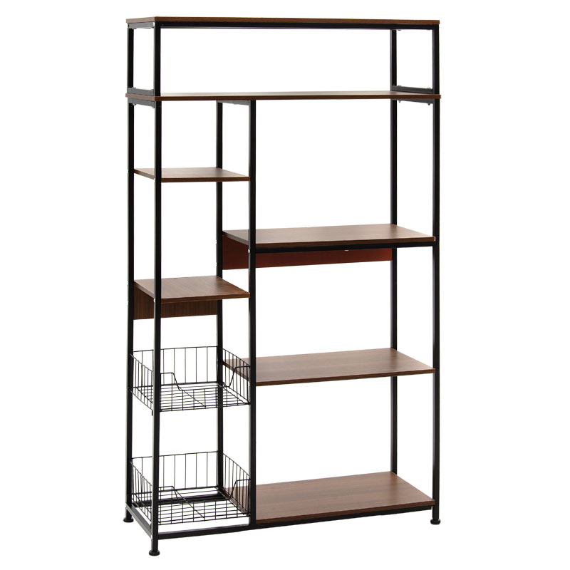 Ραφιέρα επιδαπέδια Leena pakoworld μέταλλο dark oak-μαύρο 80x30x142εκ 1