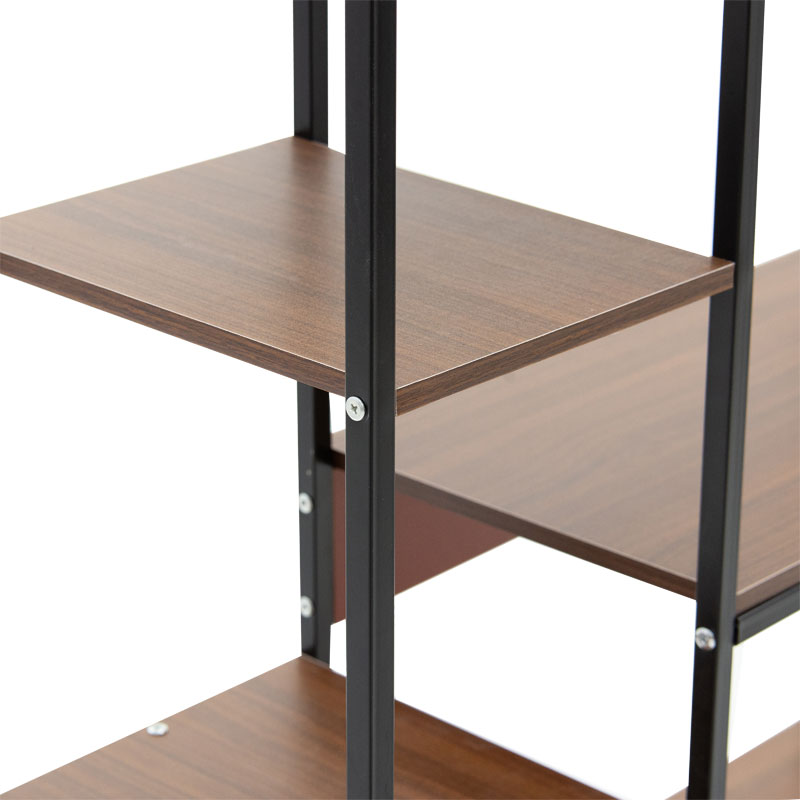 Ραφιέρα επιδαπέδια Leena pakoworld μέταλλο dark oak-μαύρο 80x30x142εκ 2