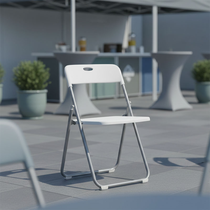 Καρέκλα πτυσσόμενη Daxton pakoworld PP λευκό-ασημί 49x46.5x73.5εκ 2