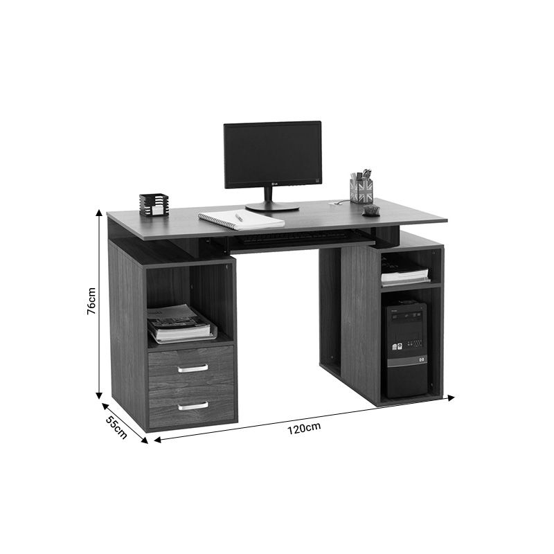 Γραφείο υπολογιστή Liberion pakoworld γκρι-oak 120x55x76εκ 4