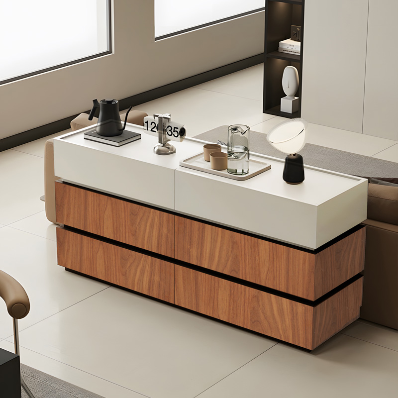 Συρταριέρα Sonlen pakoworld mdf σε καρυδί-μπεζ απόχρωση 120x40x72εκ 2