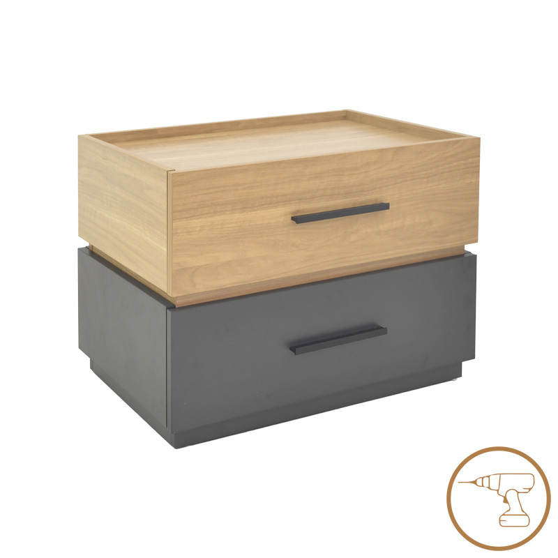 Κομοδίνο Sonlen pakoworld mdf σε sonoma-ανθρακί απόχρωση 60x40x44.5εκ 1