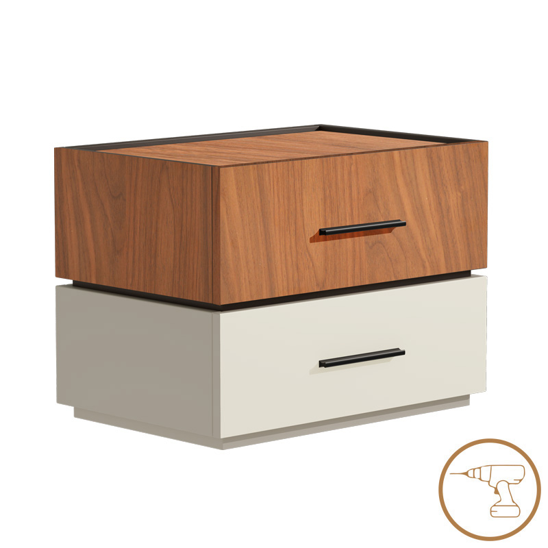 Κομοδίνο Sonlen pakoworld mdf σε καρυδί-μπεζ απόχρωση 60x40x44.5εκ 1