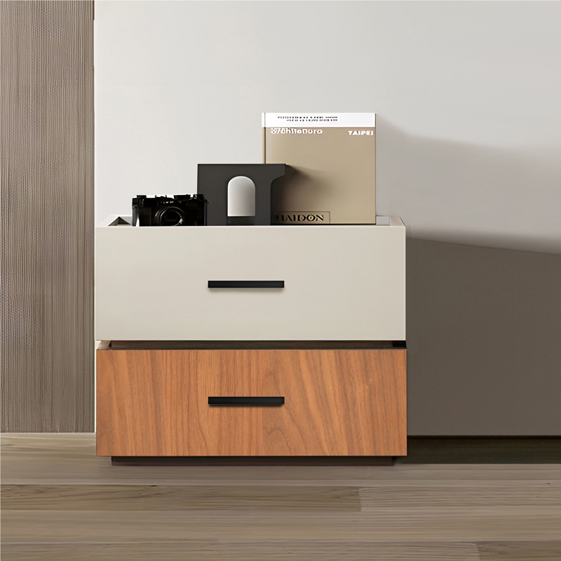 Κομοδίνο Sonlen pakoworld mdf σε καρυδί-μπεζ απόχρωση 60x40x44.5εκ 2