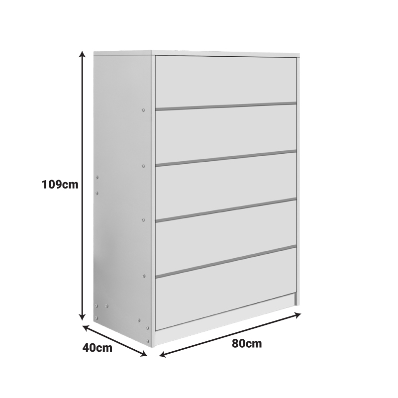 Συρταριέρα Kuanger pakoworld mdf σε λευκή απόχρωση 80x40x109εκ 3