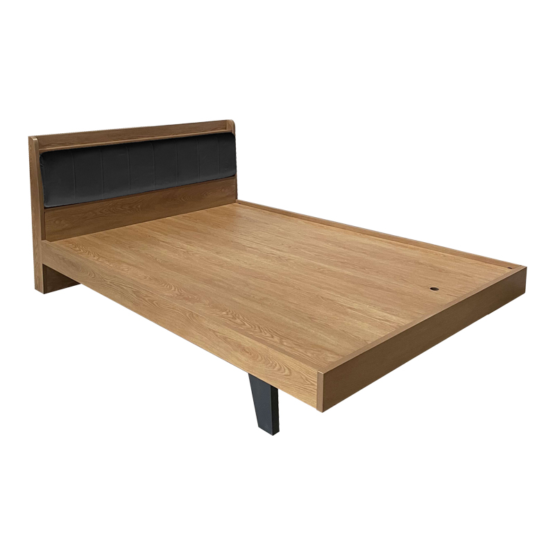 Κρεβάτι Frankly pakoworld mdf-pu σε καρυδί-μαύρο απόχρωση 150x200εκ 3