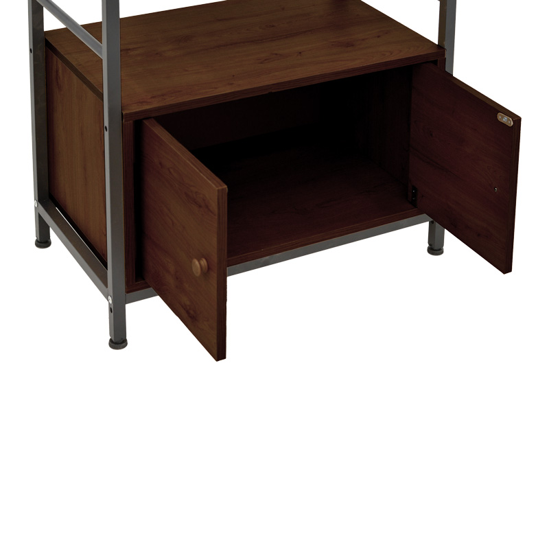 Ραφιέρα επιδαπέδια με ντουλάπι Kuili pakoworld μέταλλο μαύρο-mdf σε καρυδί απόχρωση 60x36x121εκ 7