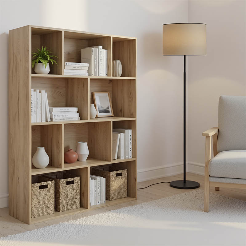 Βιβλιοθήκη Evergin pakoworld mdf σε oak απόχρωση 100x30x135εκ 1