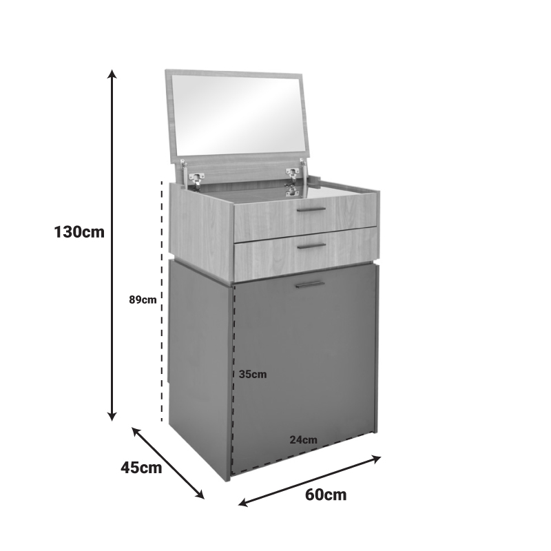Τουαλέτα κρεβατοκάμαρας Sonlen pakoworld ανθρακί-sonoma 60x45x130εκ 9