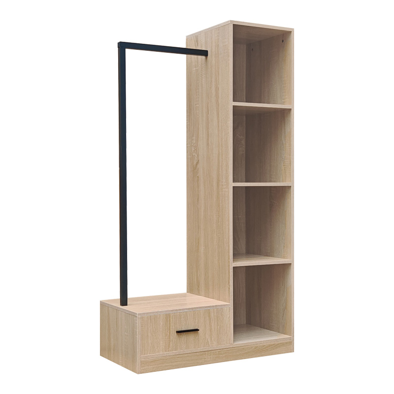 Έπιπλο εισόδου Erdeco pakoworld mdf σε φυσική απόχρωση 80x40x150εκ 1