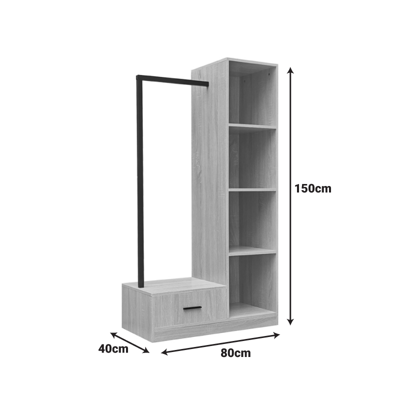 Έπιπλο εισόδου Erdeco pakoworld mdf σε φυσική απόχρωση 80x40x150εκ 3