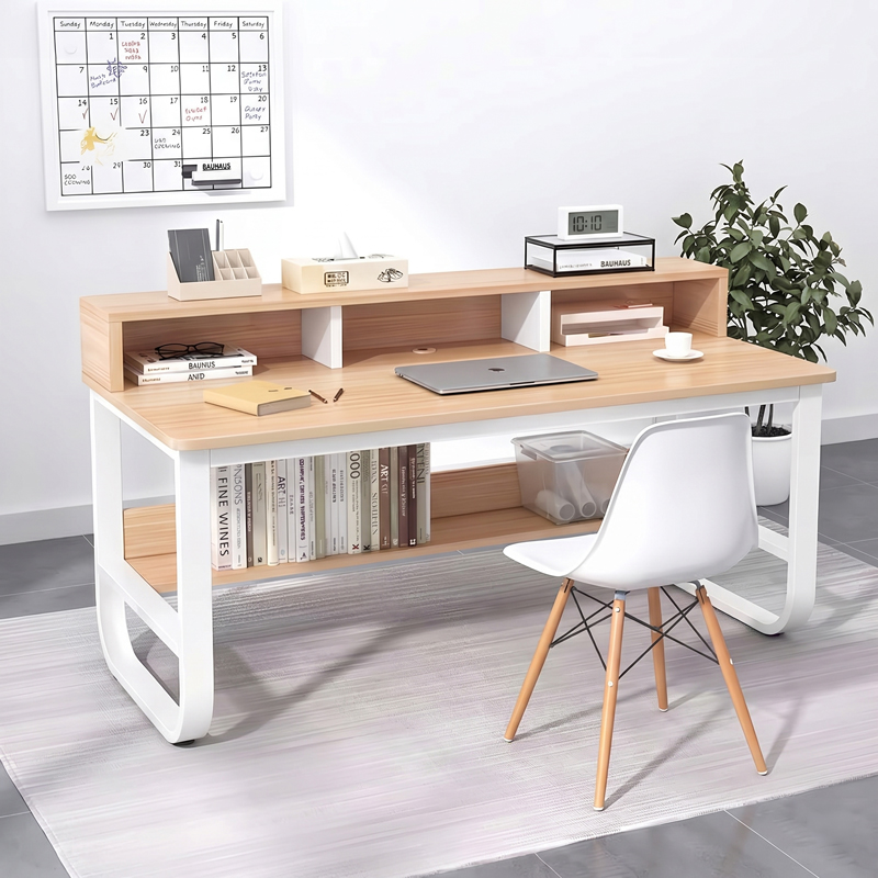 Γραφείο εργασίας Evrepy pakoworld mdf σε oak απόχρωση με λευκό μέταλλο 100x60x83εκ 1