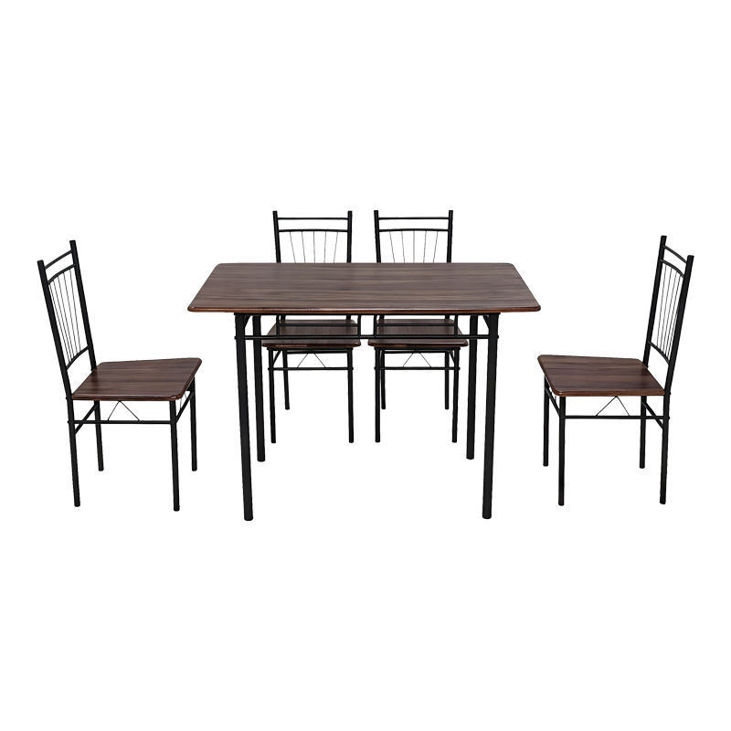 Τραπεζαρία Roza pakoworld σετ 5τμχ mdf καρυδί με μεταλλικό μαύρο πόδι 110x60x75εκ 3