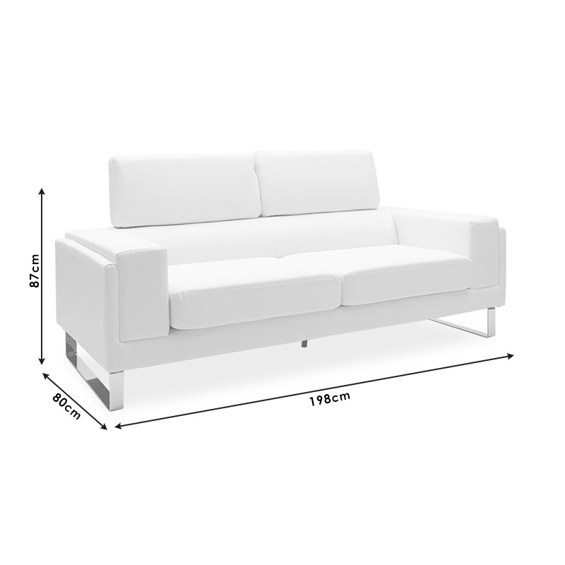 Καναπές Shea pakoworld 3θέσιος PU ivory-inox 198x80x87εκ 7