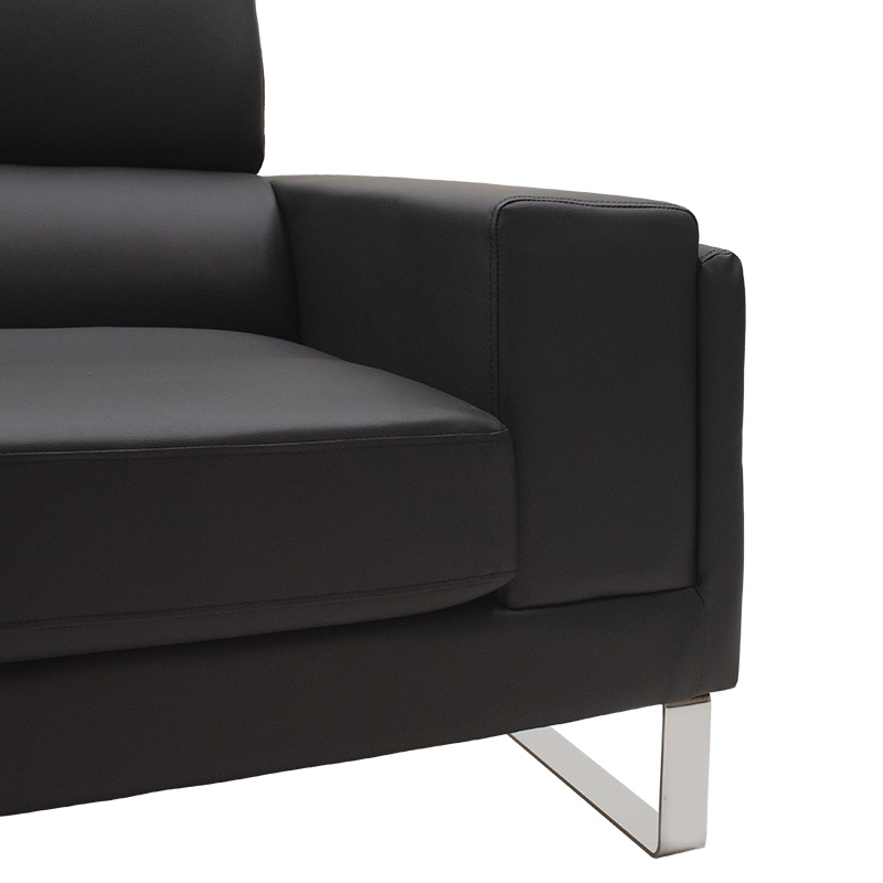 Καναπές Shea pakoworld 3θέσιος pu μαύρο-inox 198x80x87εκ 5