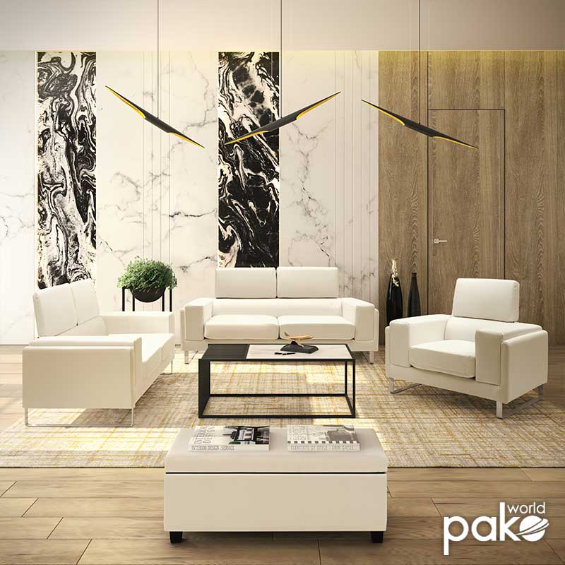 Καναπές Shea pakoworld 2θέσιος PU ivory-inox 158x80x87εκ 2